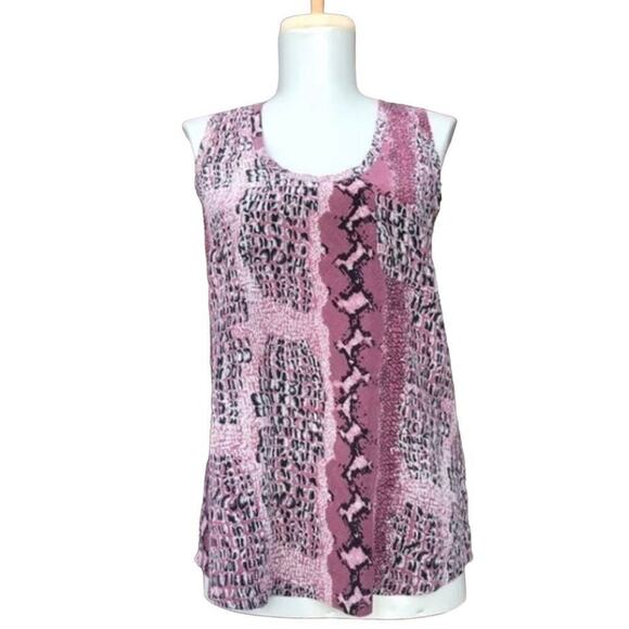 Joie M Pink 100% Silk Snake Python Alicia Tank Top SZ L two tone pink black - Picture 7 of 10